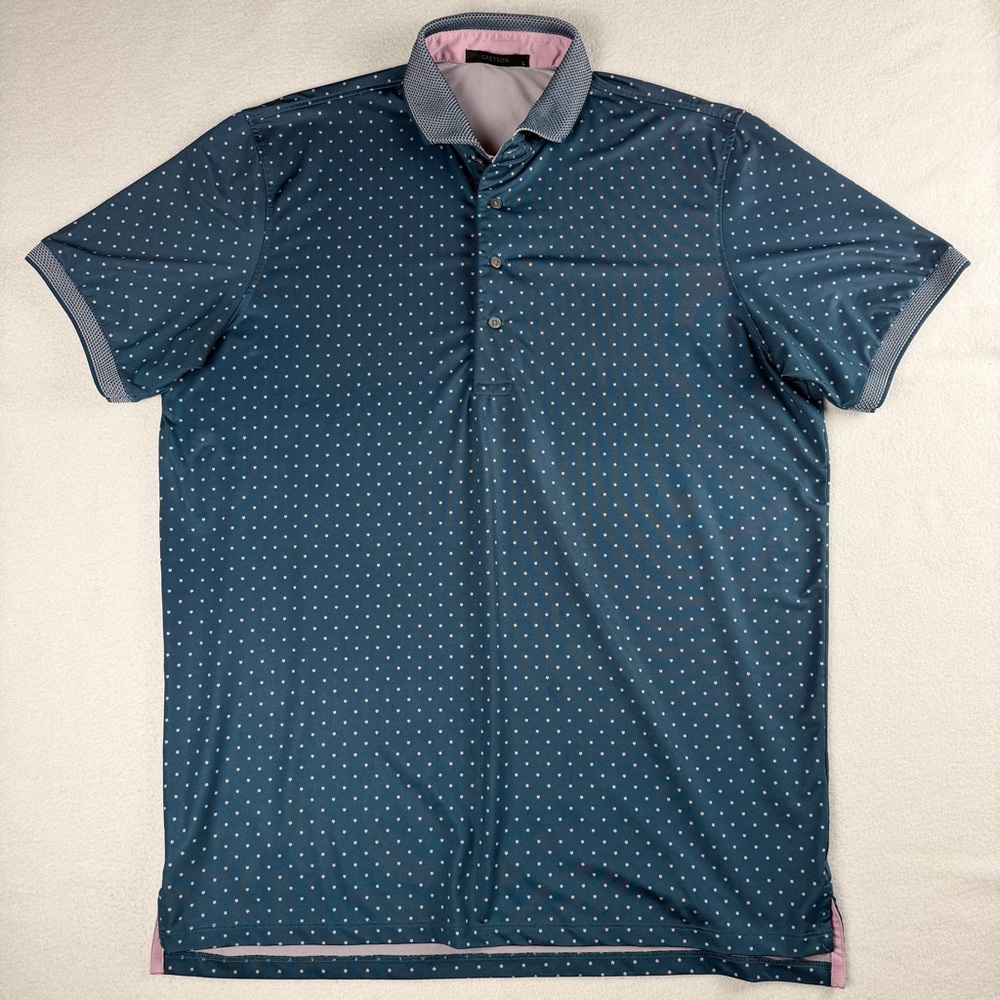 Greyson Men's Wolf Icon Dot Short Sleeve Golf Polo Shirt Dark Green Large - Picture 6 of 9